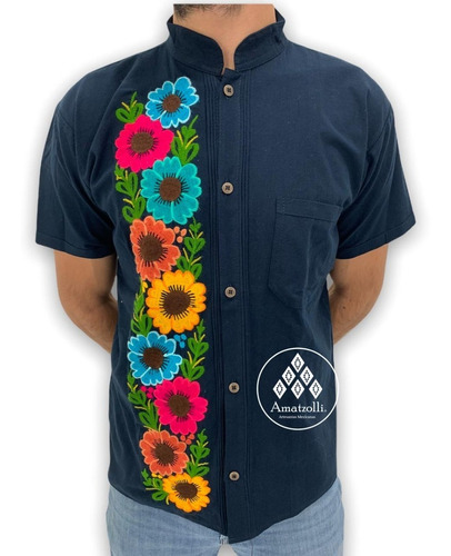 Guayabera Camisa Bordada Mexicana Modelo Xavier