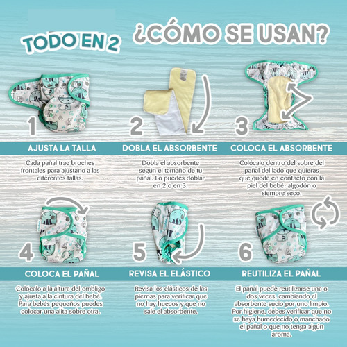 Pañales Ecológicos De Tela Ecobebe | 6 Pack (elije Modelos)