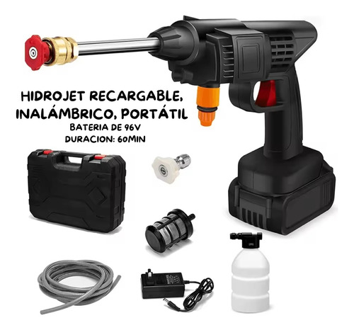 Hidrojet Inalámbrico Portátil Recargable De Alta Presión 96v