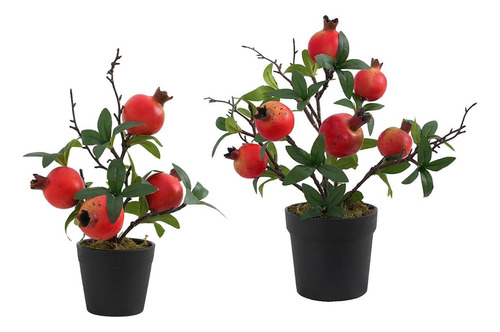 2 Uds Artificiales Bonsái Arbol Frutal En Maceta