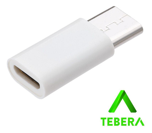 Adaptador USB tipo C macho X micro USB 2.0 hembra de plástico blanco