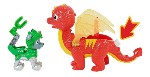 Figura Paw Patrol Rocky Y Dragón Flame Rescue Knights