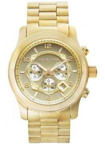 Relógio de pulso Michael Kors Bradshaw Relógio Michael Kors Dourado com corpo dourado,  vidro, para feminino, com correia de aço cor dourado, bisel cor dourado, luz dourado e pulseira
