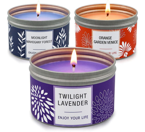 Pack De 3 Velas Aromaticas (lavanda, Flor De Naranja, Caoba)