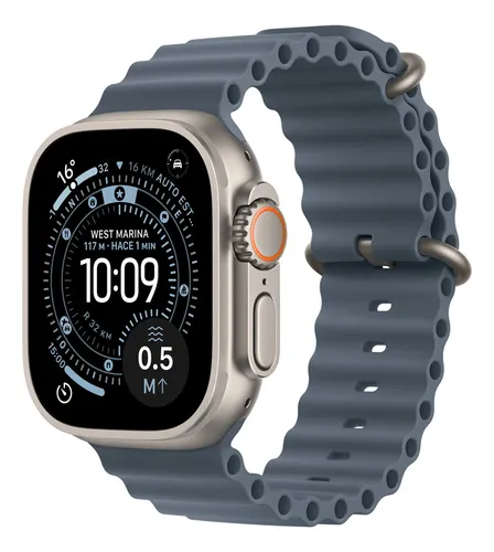 Apple Watch Ultra 3 GPS + Cellular • Caixa natural de titânio – 49 mm • Pulseira Oceano azul-âncora - Distribuidor Autorizado