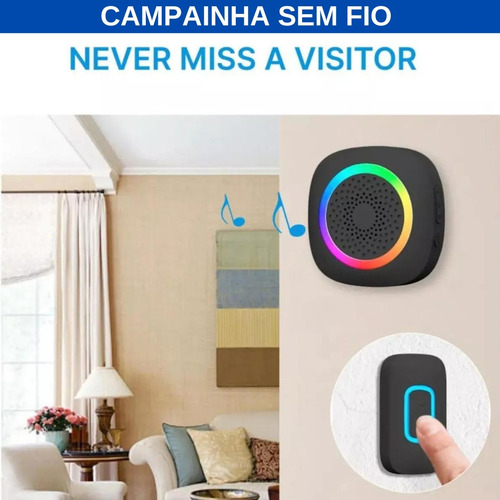 Campainha Residencial Sem Fio Wireless Longo Alcance 300m