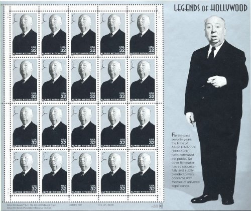 Alfred Hitchcock: Hoja Completa De Sellos Postales