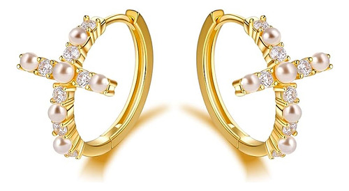 S925 Silver Post Small Hoop Earrings 14k Gold Plated Charm E