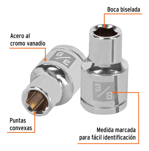 Dado 1/2' 6 Puntas Standard 3/8' Truper 13230 Color Plateado