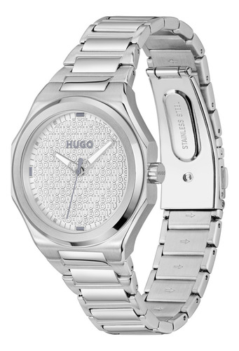 Hugo Reloj Mujer 36 Mm 3 Manecillas Brazalete 1540174 Plata Correa Plateado Bisel Plateado Fondo Plateado