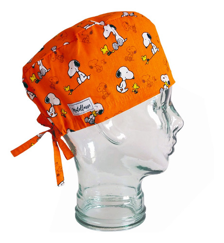 Touca Cirurgico Bandana Enfermagem Peanuts Snoopy Laranja