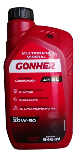 Aceite Gonher Multigrado Sae 20w50 946l