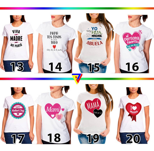 Imagen 3 de 9 de Franelas Día De La Madre Estampada Full Color