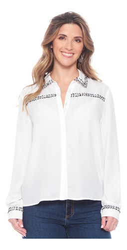 Blusa Wados Manga Larga Solida Con Aplicacion En Delantero
