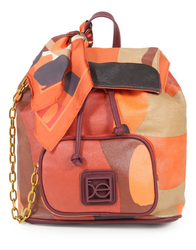 Mochila Para Mujer Cloe Mediana Diseño Denim Con Mascada Color Multicolor