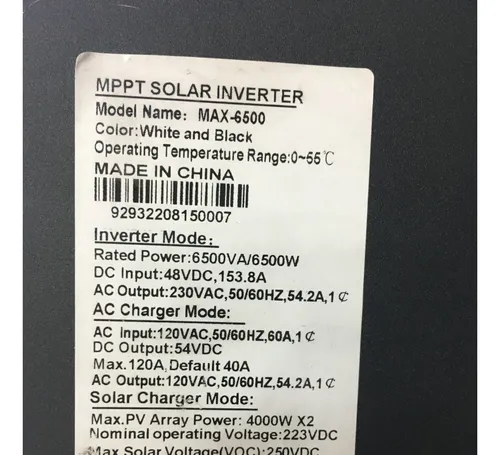 Inversor Híbrido 6.5kva 48v