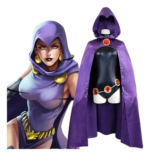 Disfraz De Cosplay De Teen Titan Super Hero Raven For Mujer