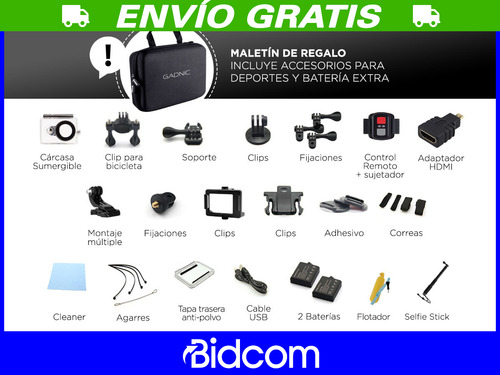 Imagen 3 de 10 de Camara Deportes Extremos Gadnic 4k Sumergible Hdmi Moto Bici