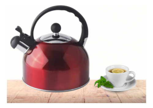 Tetera Silbadora Whistling Kettle 3l Roja Acero Inoxidable M