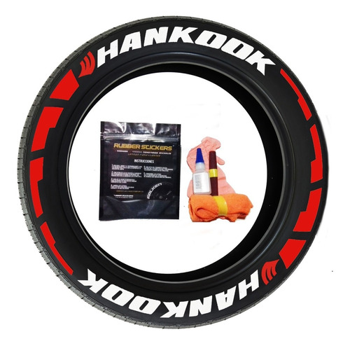 Letras Para Llantas Ruber Stickers Hankook Blanca Linea Roja