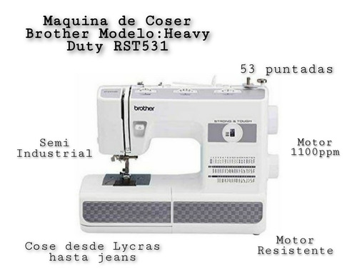 Maquina De Coser Brother Heavy Duty Rst531 Semi Industrial 
