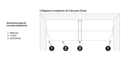 Imagen 6 de 6 de Juego 2 Brida Ovalada + Soporte Central P/ Closet Tubo Oval
