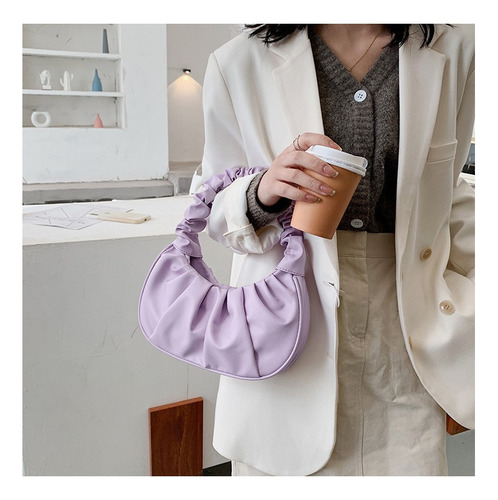 Bolsa De Hombro De Mujer Plisada Cloud Color Sólido Axila