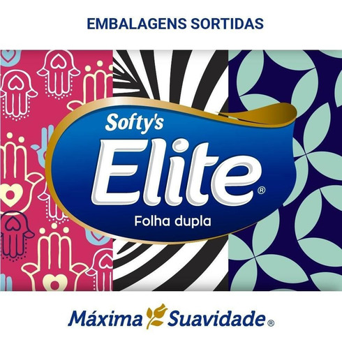 Imagem 4 de 6 de Lenços De Papel Elite Máxima Suavidade Folha Dupla Softys