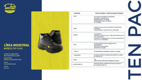 Imagen 5 de 5 de Calzado De Seguridad Ten-pac Borcegui Cascada Color Negro