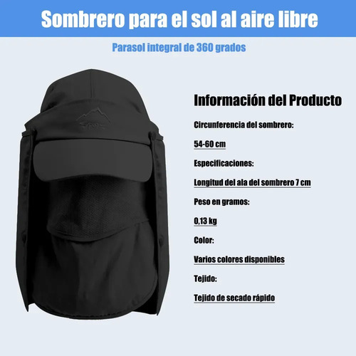 Sombrero Para El Sol Con Uv Protección Para Cuello Y Cara