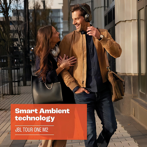 Fones de ouvido sem fio Jbl Tour One M2 pretos, 50 horas de reprodução, conexão Bluetooth 5.3, drivers de 40 mm, inclui assistente de voz e ambiente inteligente