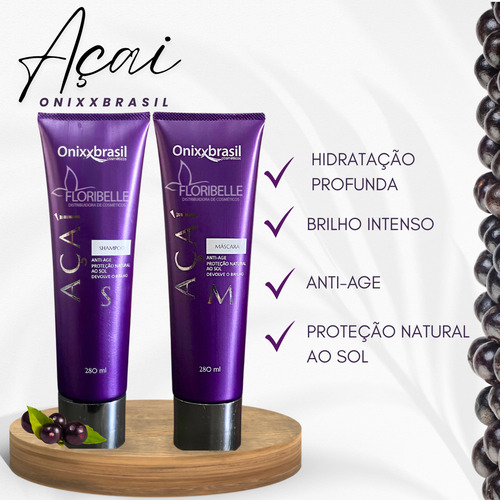 Kit Shampoo E Mascara Açai Hidratação Intensa 280 Ml Onixx
