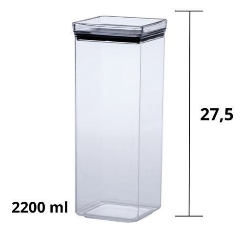 Pote Hermético Paramount Quadrado 2.200 Ml Transparente
