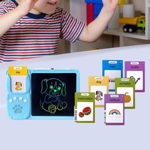Tarjetas Flash Parlantes 2 En 1, Tableta Azul Con 112 Cartas