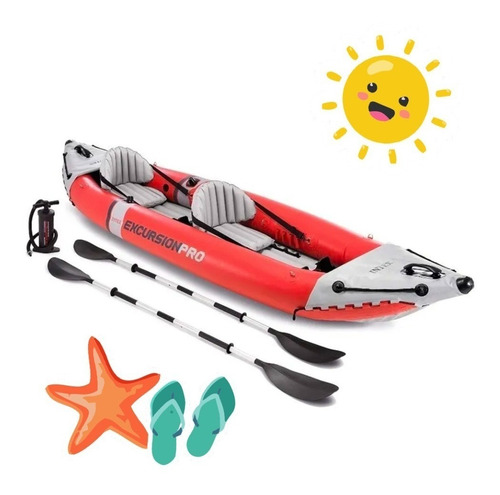 Kayak Inflable Excursión Pro Remo+inflador 384x94x46cm Intex