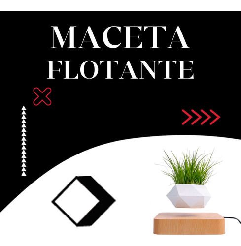 Maceta Flotante Levitación Giratoria Magnética Decoracion Blanco Liso