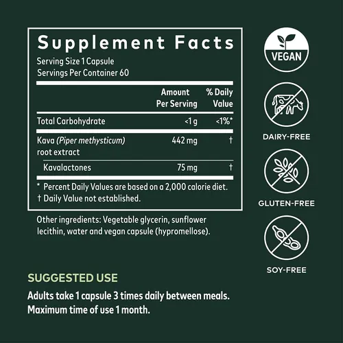 Cápsulas Líquidas Veganas De Raíz De Kava Kava De Gaia Herbs