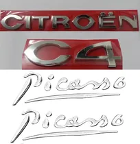 Comprar Emblemas Citroen + C4 + Picasso Prata Letreiro (kit 4 Peças)