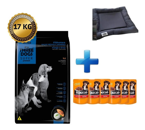 Imagen 1 de 3 de Three Dogs 17 Kg + 6 Salsas + Colchoneta + Envio