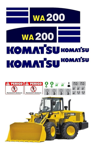 Kit Adesivo Pá Carregadeira Komatsu Wa200 Wa 200 Ca-00438 Mq Cor Azul