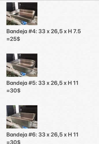 Imagen 3 de 8 de Bandeja De Acero Inoxidable 52 X 32 X 10 Alto