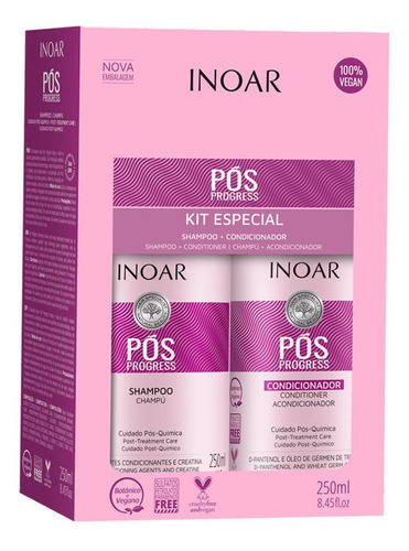 Inoar Pos Progress Shampoo Y Acondicionador 250 Ml C/u