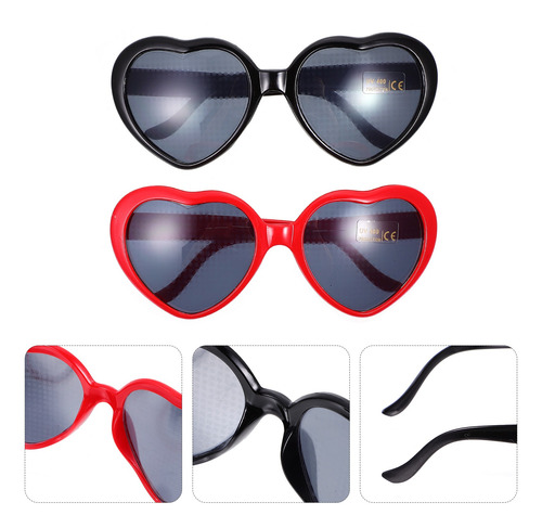 Imagen 6 de 8 de 2 Gafas De Fiesta De Cristal De Difracción De Corazón De Mel
