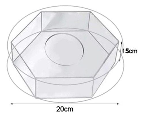 Alzada Hexágono Acrílica Para Tortas De 20cm Y 10cm Alto Cristal