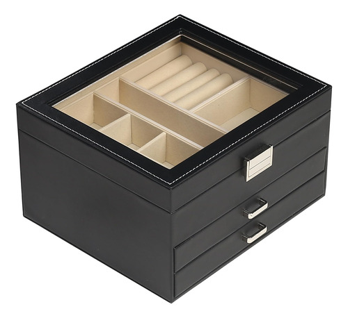 Caja Joyero Transparente Con Tapa Organizador De Joyas De 3