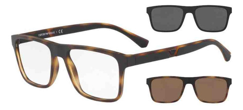 Óculos De Grau E Sol Marrom Masculino Clip-on Emporio Armani