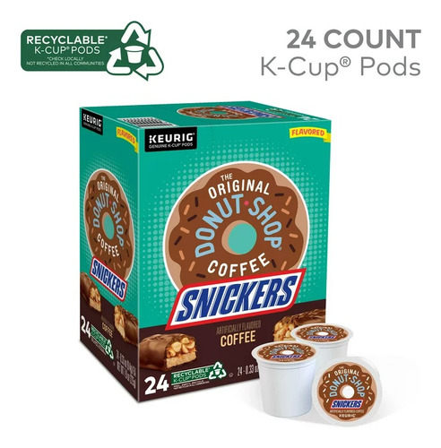 Cafe The Original Donut Shop, Snickers Flavor, Keurig 24pods