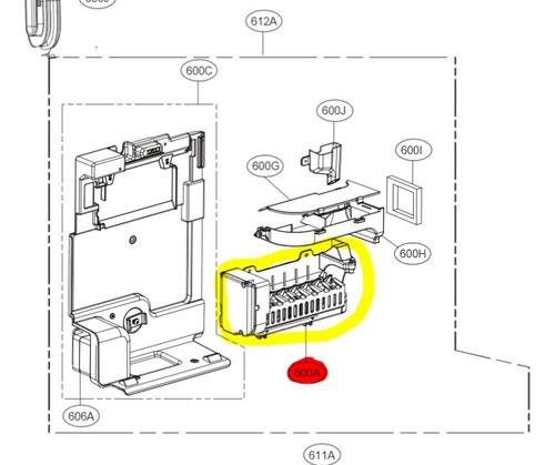 Fabricador De Gelo Refrigerador LG Gr-x248 Ice Maker