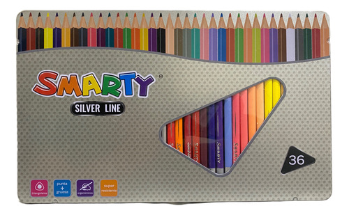 Caja De Colores Smarty Silver Line 36 Pcs 