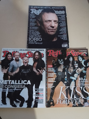 Rolling Stone Lote X 4. Metallica - Iorio - Kiss. Caballito. (Usado)